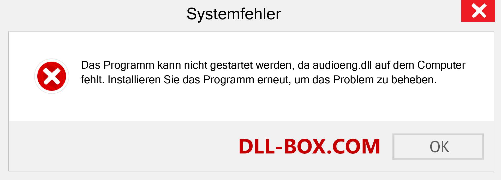 audioeng.dll-Datei fehlt?. Download für Windows 7, 8, 10 - Fix audioeng dll Missing Error unter Windows, Fotos, Bildern