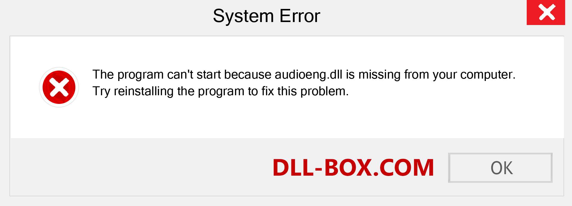  audioeng.dll file is missing?. Download for Windows 7, 8, 10 - Fix  audioeng dll Missing Error on Windows, photos, images