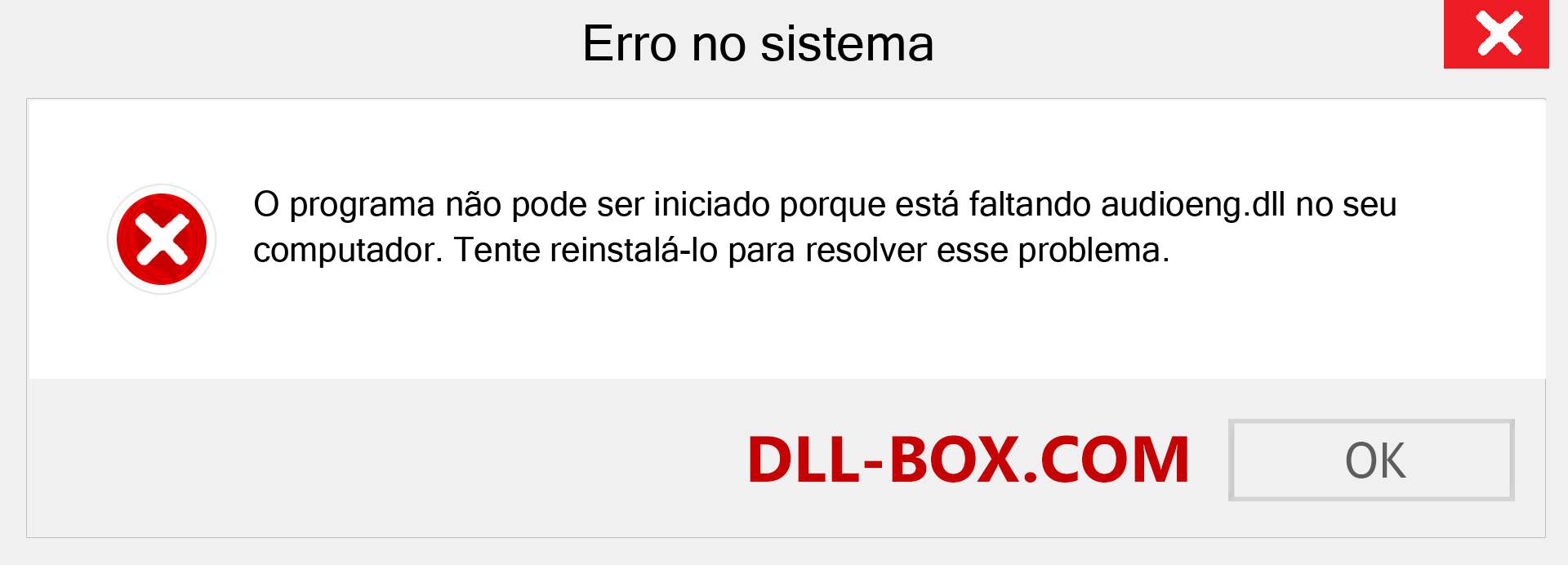 Arquivo audioeng.dll ausente ?. Download para Windows 7, 8, 10 - Correção de erro ausente audioeng dll no Windows, fotos, imagens